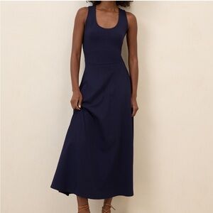 PACT FIT AND FLARE OPEN BACK MAXI DRESS ECLIPSE - Size Medium Navy Blue